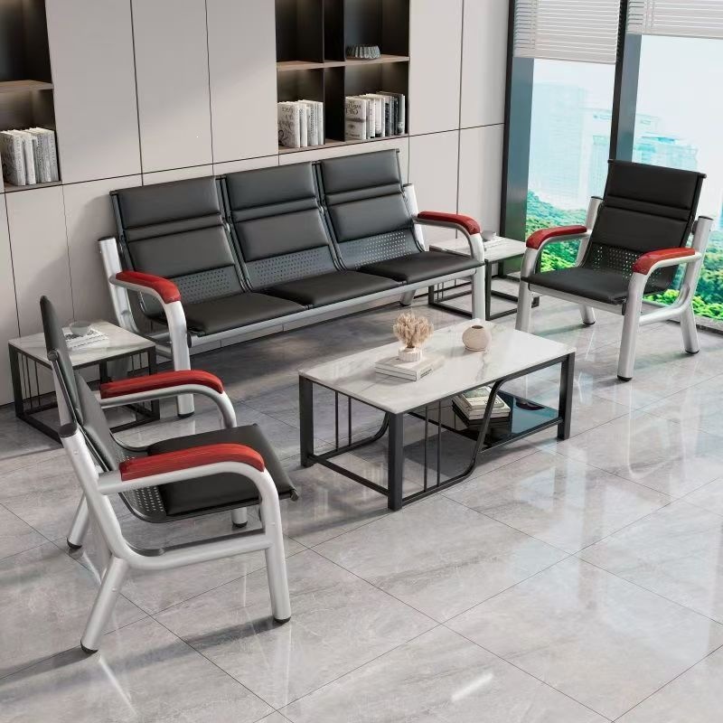 Sofa and coffee table set, modern and simple, for reception, business meeting, office sofa, three-seater office sofa