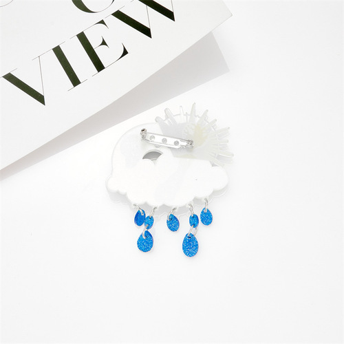 Japanese and Korean creative clouds rainbow water droplets sun simulation acrylic decorative brooch fashion versatile clothing corsage