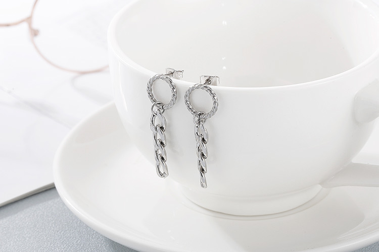 simple circle thick chain titanium earrings necklace chain set wholesale nihaojewelry