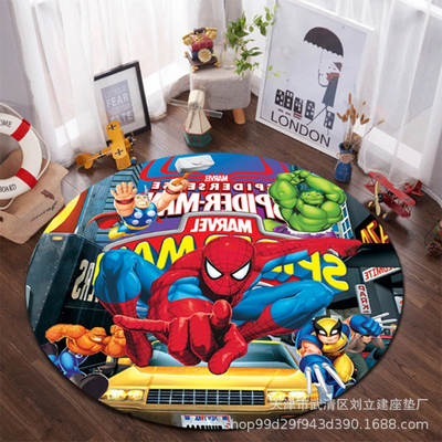 Marvel Spiderman Carpet Round Captain America Cartoon Bedroom Bedside Door Mat Bathroom Anti-Slip Mat