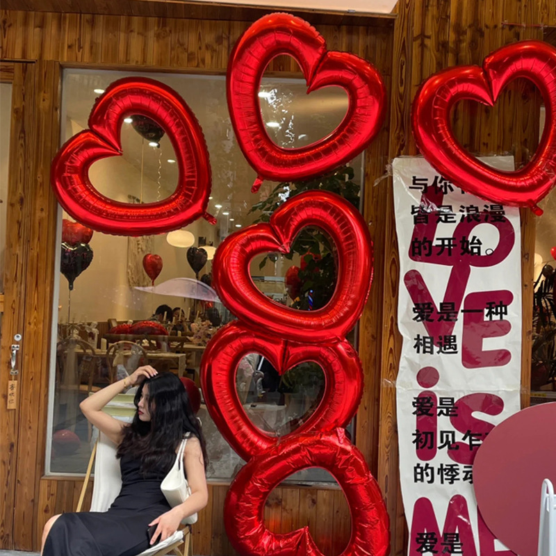 40g Weight Balloons Event & Party Supplies 1 Piece Quantity Birthday, Date Occasion Aluminum Film Material Valentine'S Day Festival Heart Shape Pattern Romantic Style Valentine'S Day Romantic Heart Shape Aluminum Film Birthday Date Balloons Party Supplies Balloons 1 Piece 8