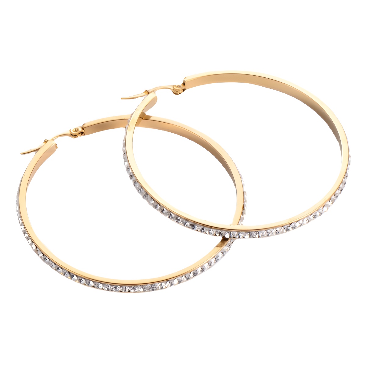 Nueva línea de oreja redonda cuadrada de acero de titanio pendientes de diamantes de imitación de oro femenino personalidad exagerada Diamante pendientes de todo fósforo de la joyería