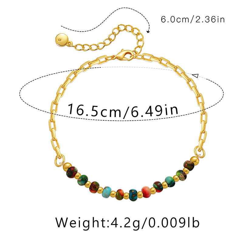 8g Weight 18K Gold Plated Plating Material Retro Geometric Colorful Copper Plating Beads Bracelets