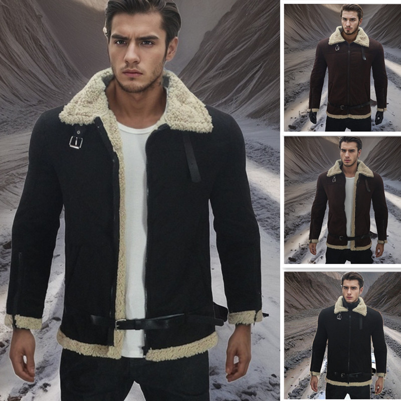 Nouveauté 2024 : Manteau homme en cuir intégré, veste en fourrure épaisse et daim, commande explosive_voghion.com