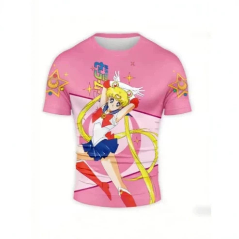 2026 Summer Sailor Moon Character 3D Printed T-Shirt Breathable Quick-Dry Fashion Sports Short-Sleeve Top Family 2026 Summer Sailor Moon Character 3D Printed T-Shirt Breathable Quick-Dry Fashion Sports Short-Sleeve Top Family