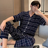 summer pure cotton Short sleeved trousers man pajamas summer Thin section Teenagers Cartoon XL Home Furnishings Spring and autumn payment