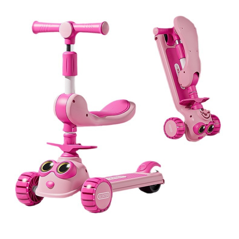 Scooter para niños 1-3-6-12 años, el bebé tres en uno puede sentarse en un niño resbaladizo, tesoro femenino, coche de princesa
