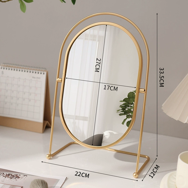 Dressing Table Mirror — Rotatable Oval Desktop Mirror, Silver/Gold/Black, Multiple Sizes