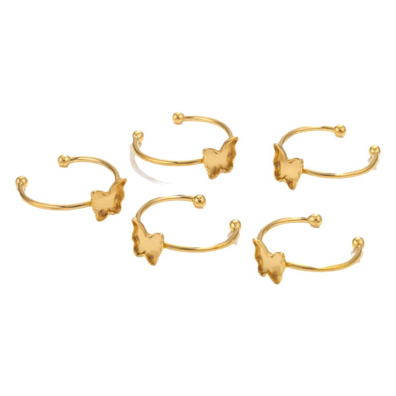 Acero inoxidable color-preservación pulido anillo titular DIY anillo plano anillo superficie horno oro incrustaciones perla apertura anillo titular Accesorios