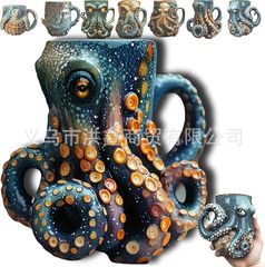 国境を越えた爆発物Cthulhu-Inspired Pirate Tankardタコカップバー装飾品
