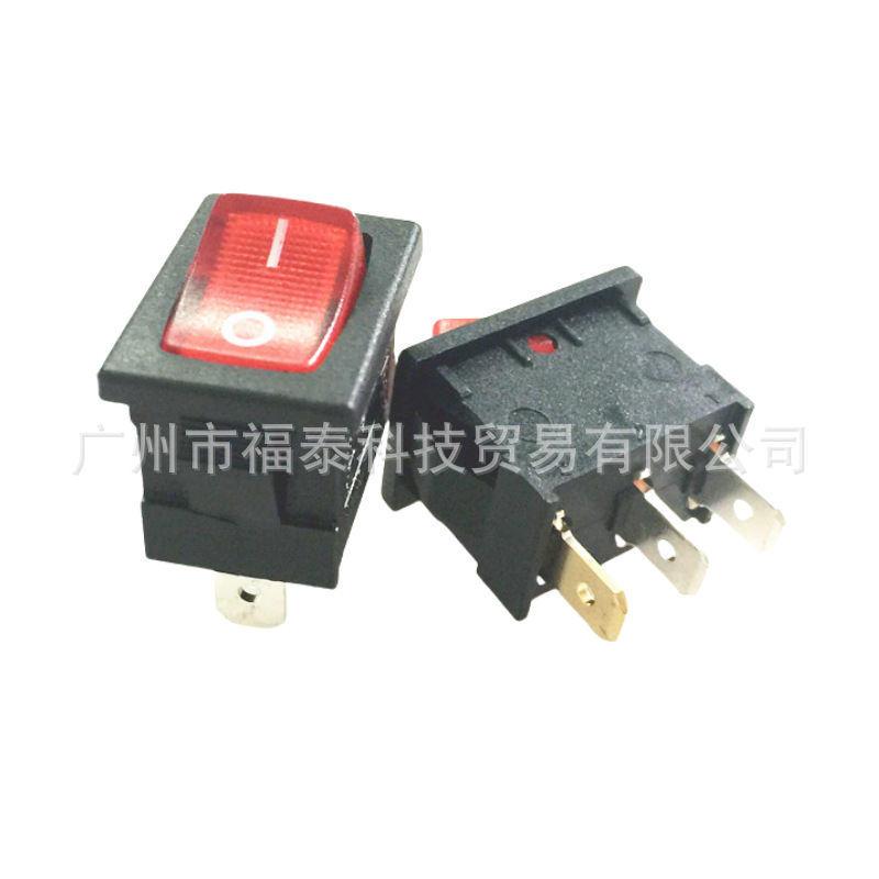 供应RLEIL品牌船形开关 21*15 红灯3脚船型开关 KCD1翘板开关