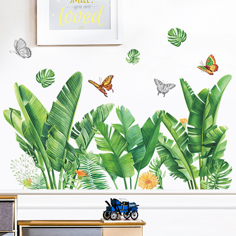 Nihaojewelry Wholesale Fashion Tropical Plant Turtle Leaf Butterfly Flower Bedroom Wall Sticker display picture 5