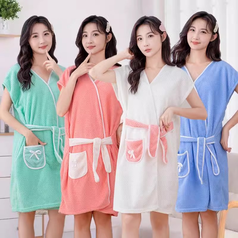 목욕 가운 귀여운 목욕 타월 성인 가정 긴 새 물 흡수성 빠른 건조 플러스 사이즈 스트랩 목욕 치마 수영