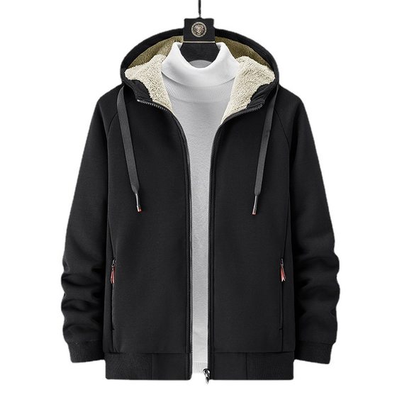Autumn and Winter New Fleece-lined Thickened Sweater Men's Cross-border Casual Large Size Men's Hooded Coat Lamb Fleece Sweater Men's Clothing