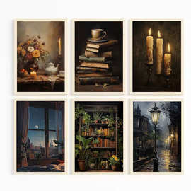 美式复古卧室餐厅油画打印客厅装饰画背景墙艺术海报挂画画芯