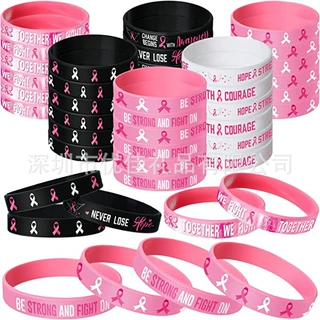 乳腺粉色硅胶手环Breast Cancer Awareness 手腕带HOPE FAITH手圈