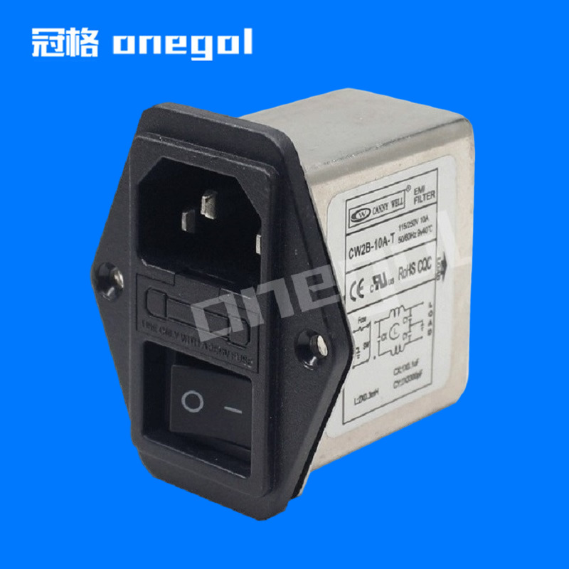EMI 电源滤波器 C14插座+保险丝+小开关滤波器 带保险开关滤波器