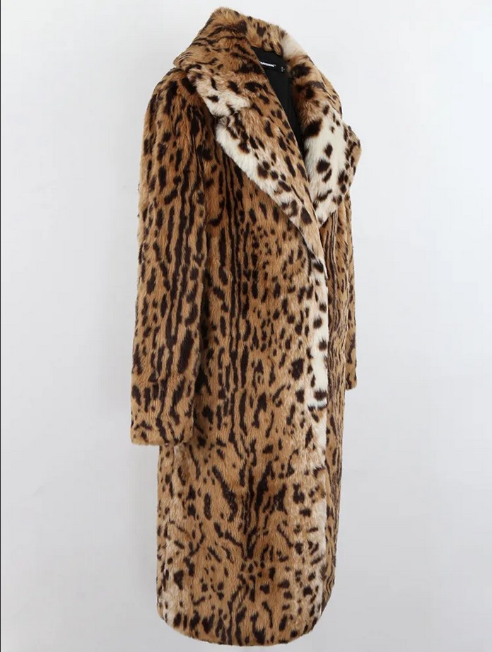 Women's Clothingfur coats, leopard print fur extended length, fur fur coats, fur loose coats_voghion.com
