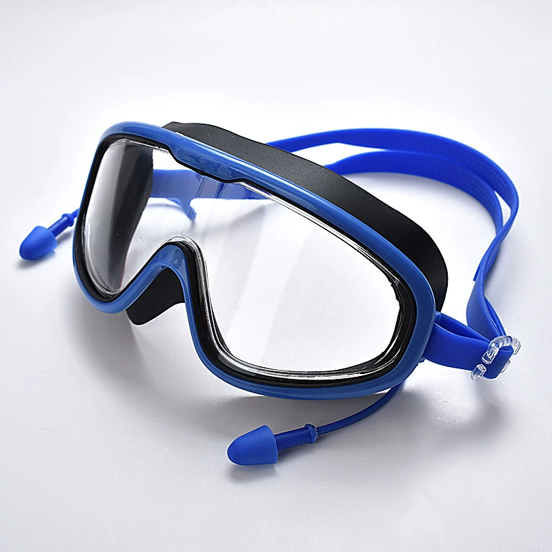 Плавательные очки для взрослых плоские очки плавательные очки плавательное снаряжение HD водонепроницаемые противотуманные цельные беруши плавательные очки