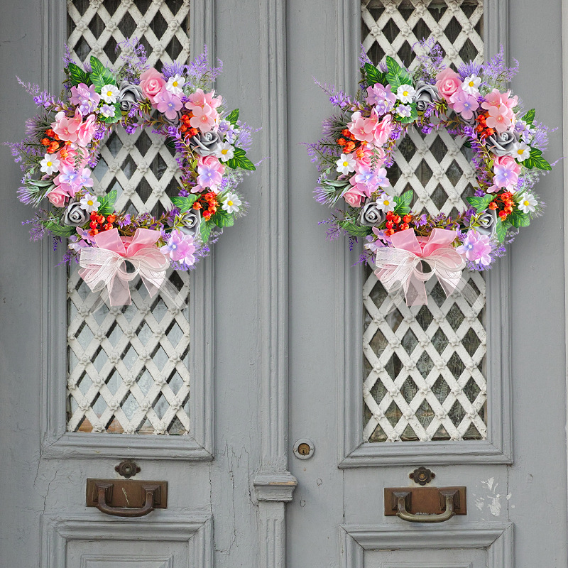 Arco artificial flor guirnalda 2023 Hong Kong amor romántico Rosa púrpura guirnalda patio al aire libre decoraciones de la boda