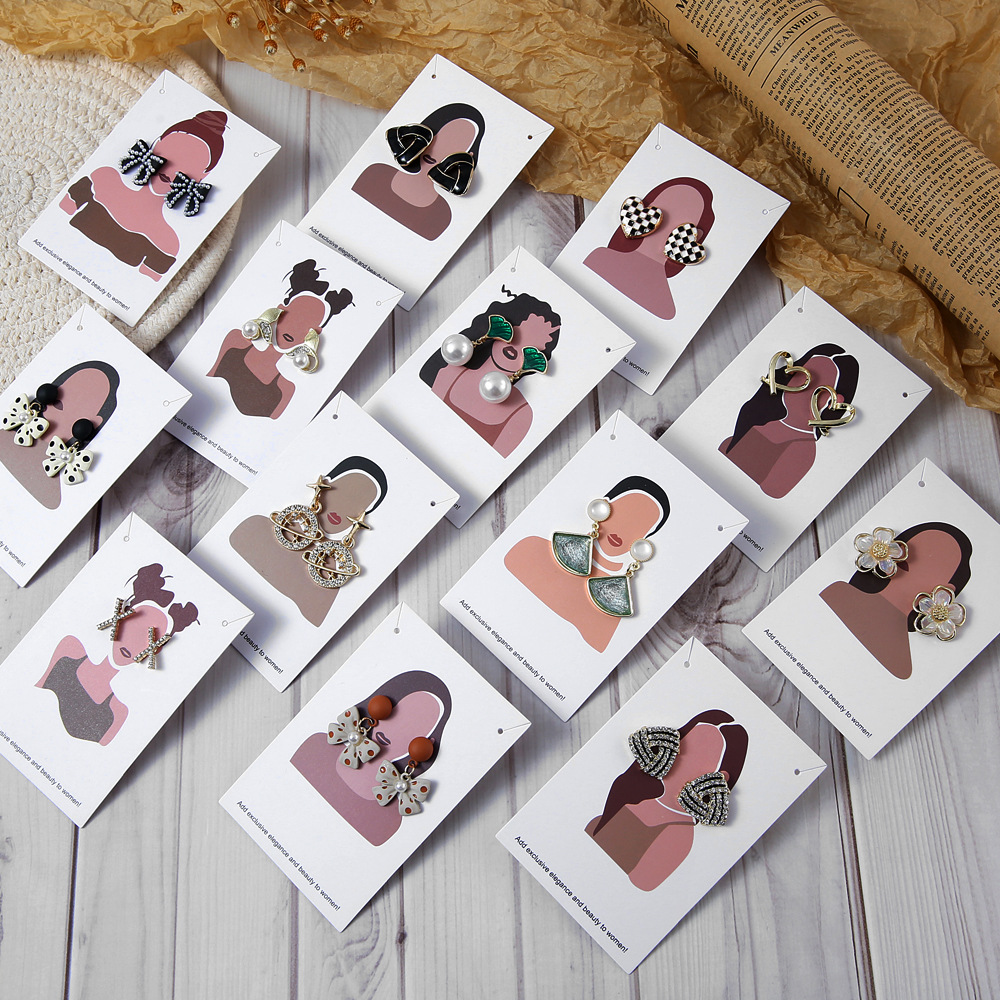 网红人脸项链耳环包装卡饰品配件包装纸卡展示卡纸100张 现货批发