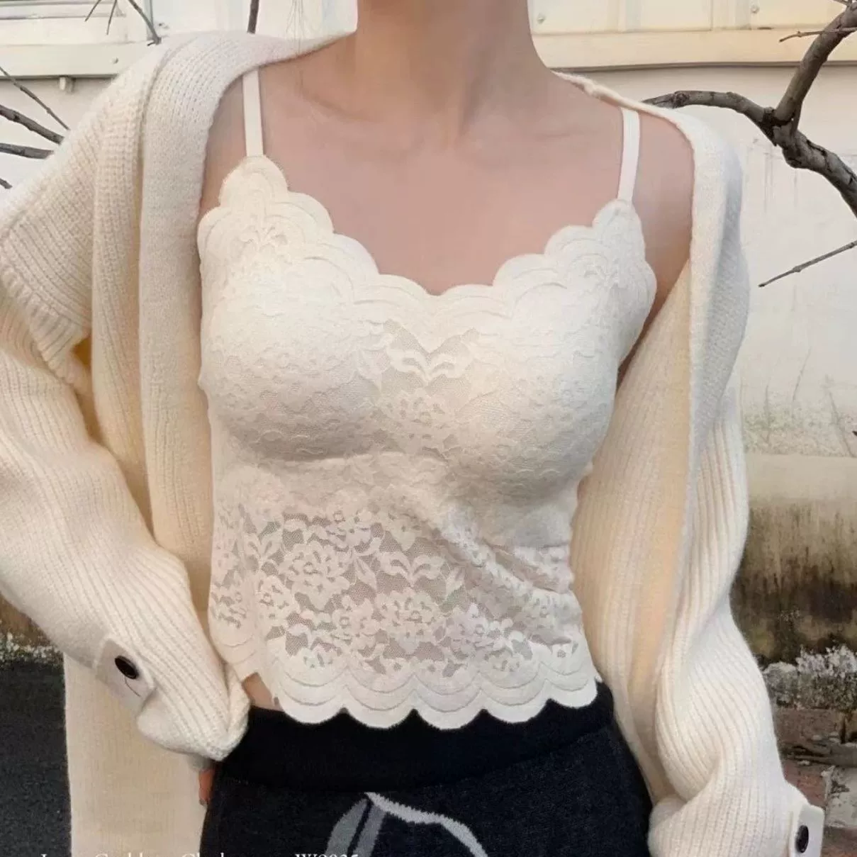 Шелковicht lace майка на бретелях, майка с чашками, нижнее белье как верхняя одежда, топ-кубок, интернет-знаменитость, французский стиль