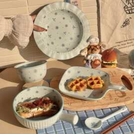 初雪餐具ins风家用情侣菜盘可爱碗具漂亮碗盘碗碟二人食盘子好