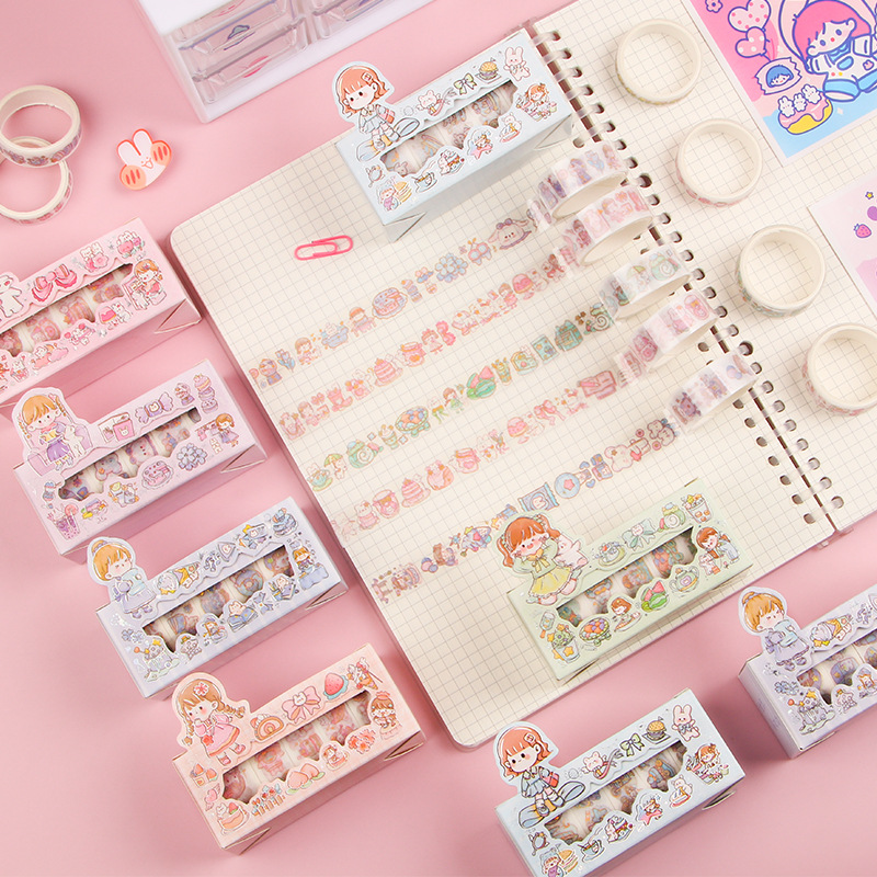 Cinta de papel traje colorido lindo hecho a mano del corazón del estudiante cuenta pegatinas decorativas DIY material pegatinas