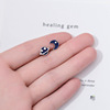 Blue starry sky, cute asymmetrical earrings, silver 925 sample, South Korea