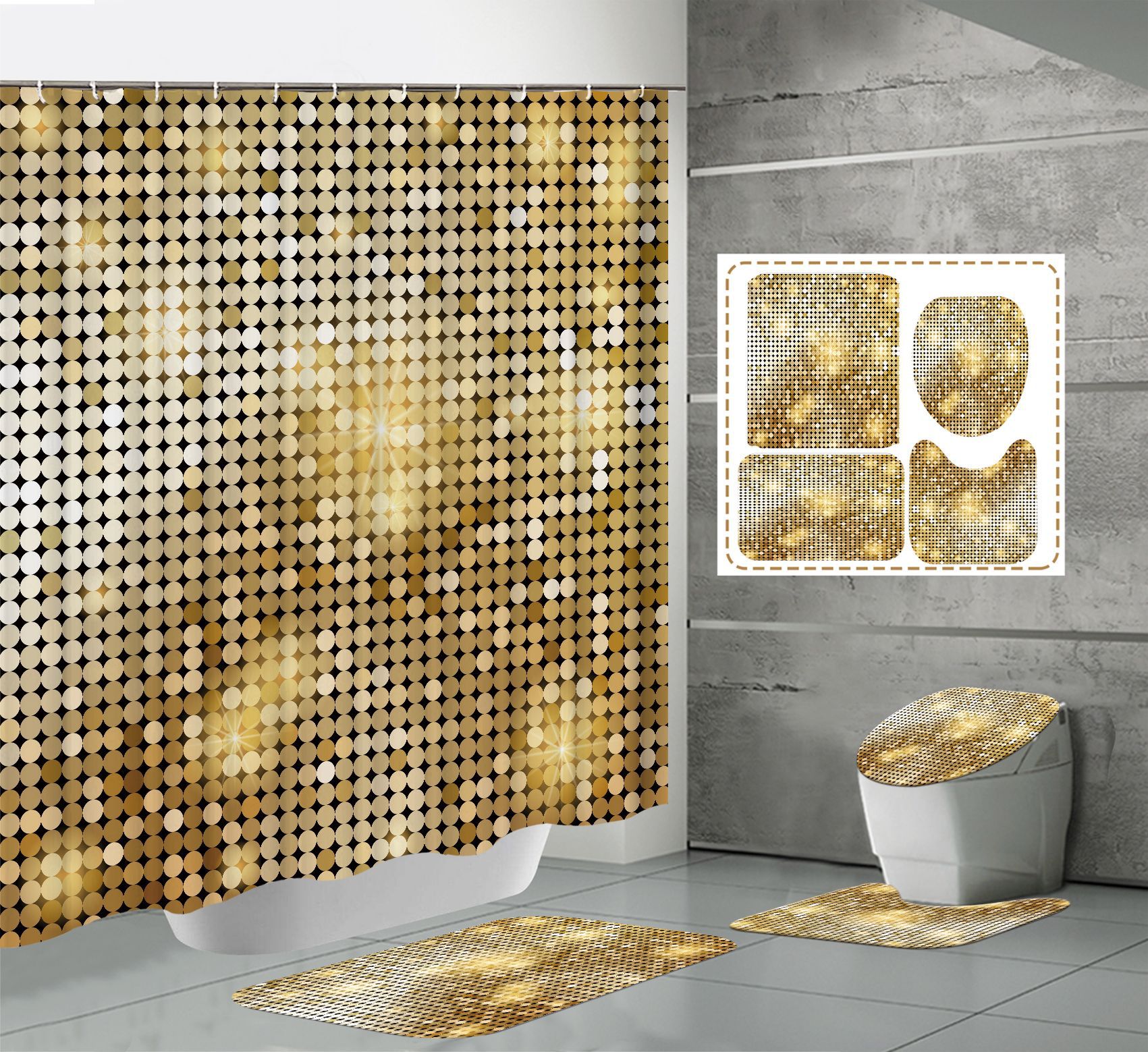 High-definition digitaal printen waterdicht en anti-condens polyester douchegordijn met onderscheidende graphics, high-end_voghion.com