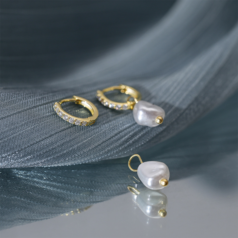 Pendientes de perlas barrocas vintage de plata de ley S925, estilo elegante INS, pendientes sencillos y minimalistas con un aire retro.