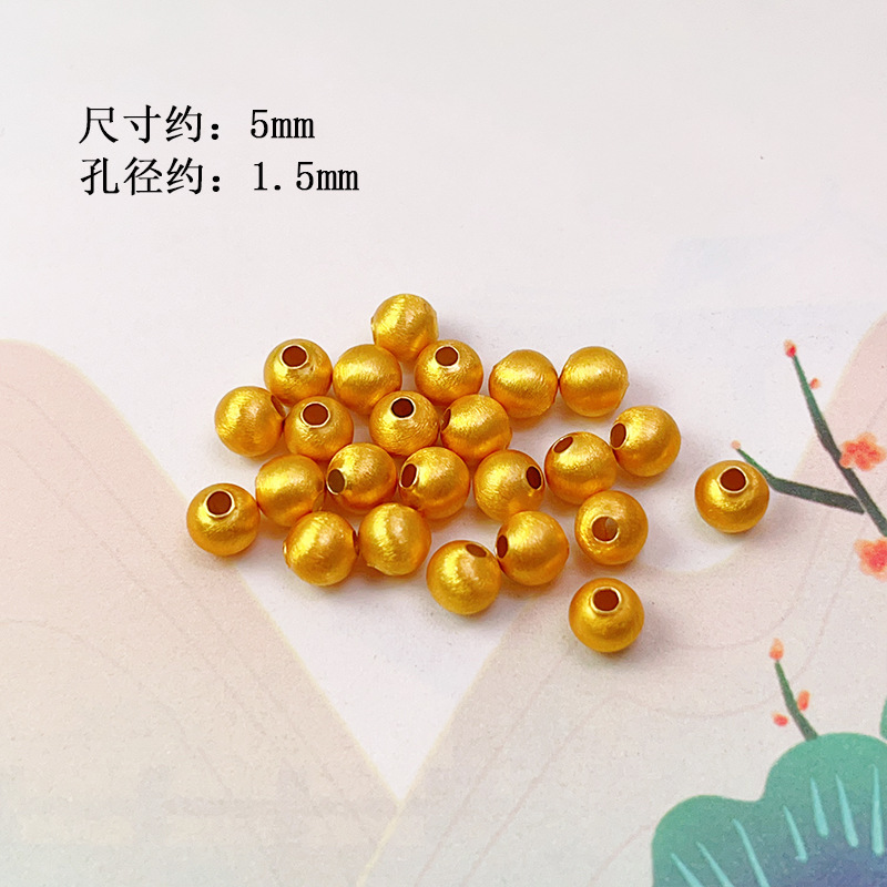 S925 Silver Gold-Plated Brushed Spacer Beads Barrel Beads Round Beads Bamboo Accessories Bracelet Necklace Charms DIY Semi-Finished Accessories New