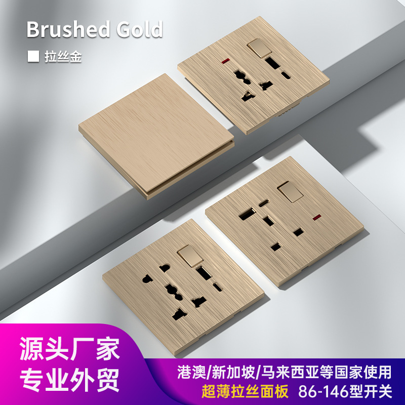 250V13A enchufe de pared oculto 20A aire acondicionado enchufe de panel de interruptor de cocina pinzado negro transfronterizo