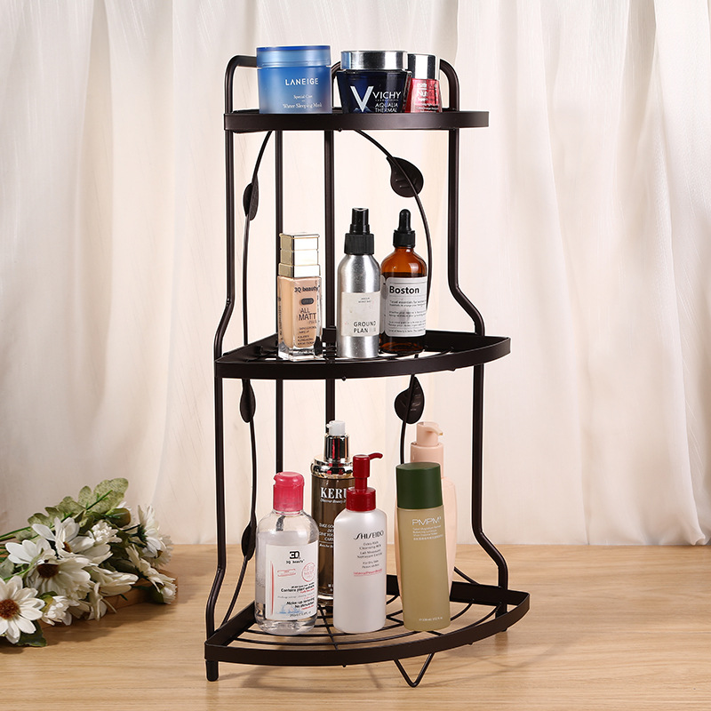 화장실 수납 랙 다층 세면 용품 보관 랙 바닥 금속 삼각대 주방 조미료 보관 랙