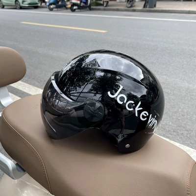 3C certified electric scooter helmet, summer motorcycle safety helmet, half helmet, suitable for all seasons, unisex, with sun protection, meets new national standards (Motosiklet dəbilqələri) - tea-black-short-mirror-806-letter-glossy-black-3c-certified