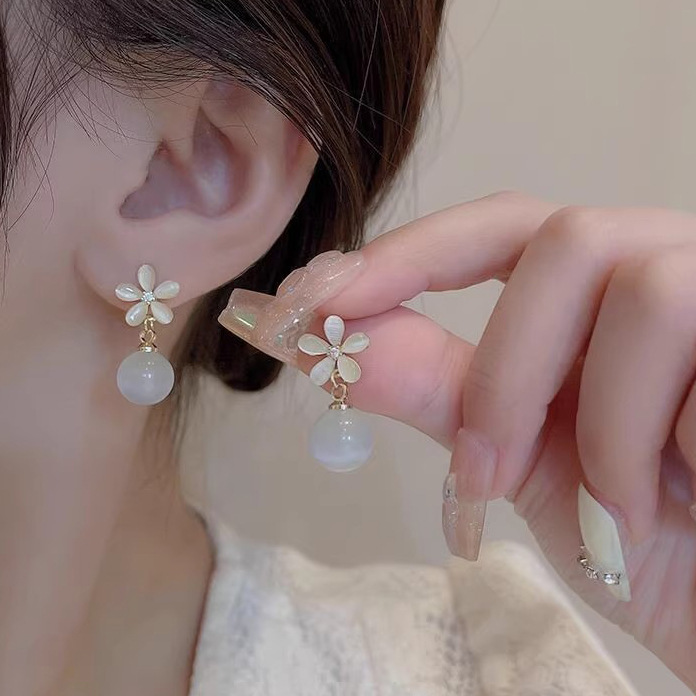 4#猫眼石花朵蚊香盘耳夹