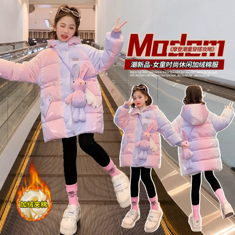 Zhili children's clothing, girls' thick cotton coat, stylish 2024 new style, mid-length winter cotton coat, winter jacket.