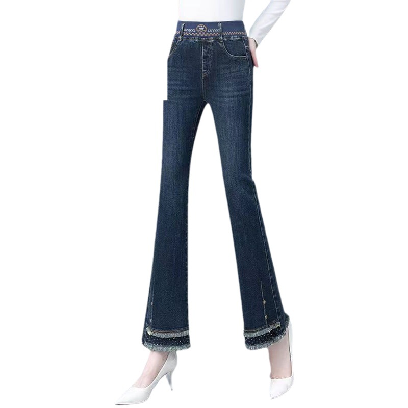 Elastic waist skinny jeans women's slim fit slimming Autumn New High waist stretch fashionable flared versatile pants