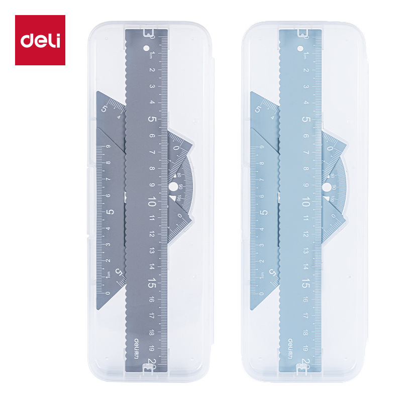 Getle VC20 Metal 20cm Ruler Set for Primary School Students - 4-piece Student Stationery Set Includes Rulers, Compass Rulers, Flexible Rulers, and Drawing Rulers