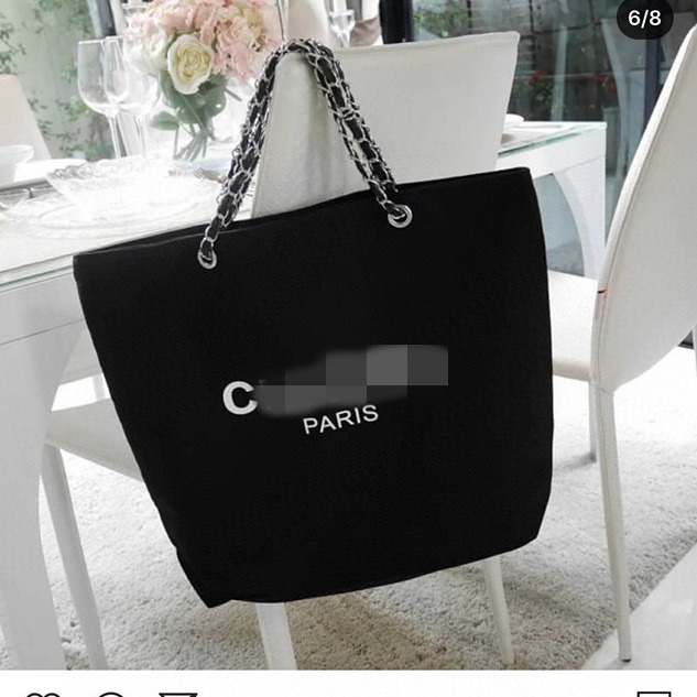 专柜vic礼遇黑 米白色链条单肩包香家简约环保购物帆布袋男女通用