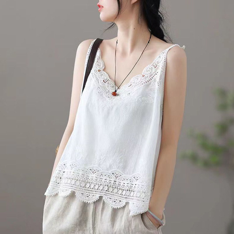 Small Sling Summer New Vintage Artistic Simple Thin All-match Base Shirt Mori Lace Vest for Women AL60 Small Sling Summer New Vintage Artistic Simple Thin All-match Base Shirt Mori Lace Vest for Women AL60