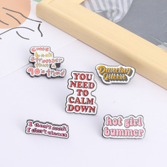 外貿飾品新款字母合金胸針 ins個性 hot gril bummer粉色字母徽章