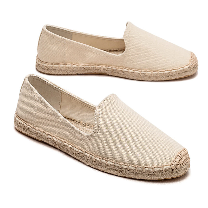 Fisherman Shoes Women's Flat 2022 Spring and Summer Fashion Solid Color Simple Slip-on Casual Canvas Shoes Straw-on Shoes All-Match