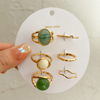 Ring with stone emerald, retro set, suitable for import, European style