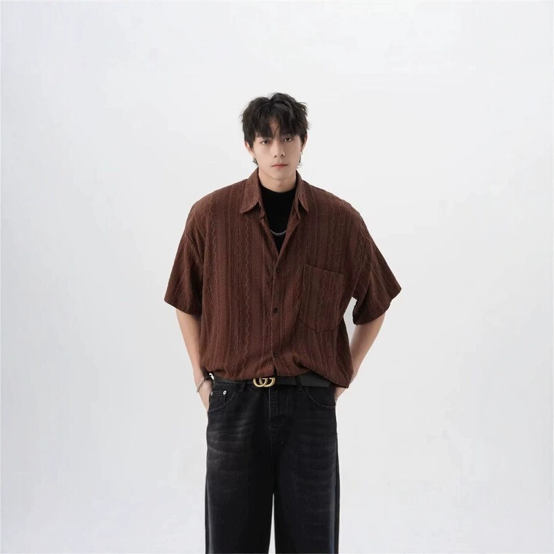 New Spring, Summer, and Autumn Japanese Retro Solid Color Short-Sleeve Shirt, Trendy Loose-Fit Versatile Casual Shirt for Stylish Men New Spring, Summer, and Autumn Japanese Retro Solid Color Short-Sleeve Shirt, Trendy Loose-Fit Versatile Casual Shirt for Stylish Men