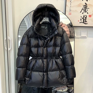 黑金鹅绒羽绒服女中短款加厚韩版收腰2026冬季情侣款黑钻极寒外套