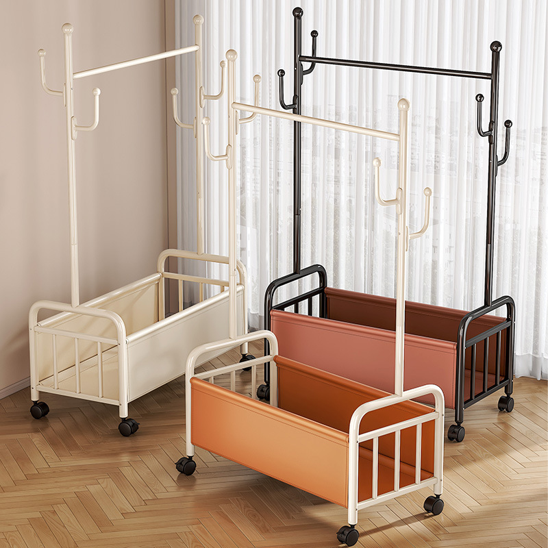 Light Luxury Clothes Hanger Floor-Standing Home Bedroom Clothes Hanger Removable Wheeled Indoor Storage Clothes Drying Rack Storage Coat Rack