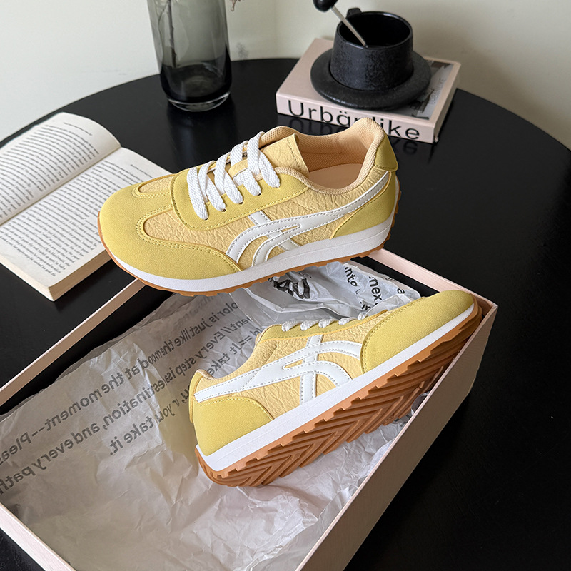 Lazos de moda retro Gump zapatos de otoño 2025 nuevos zapatos blancos casuales de mujer transpirables zapatos deportivos de entrenamiento