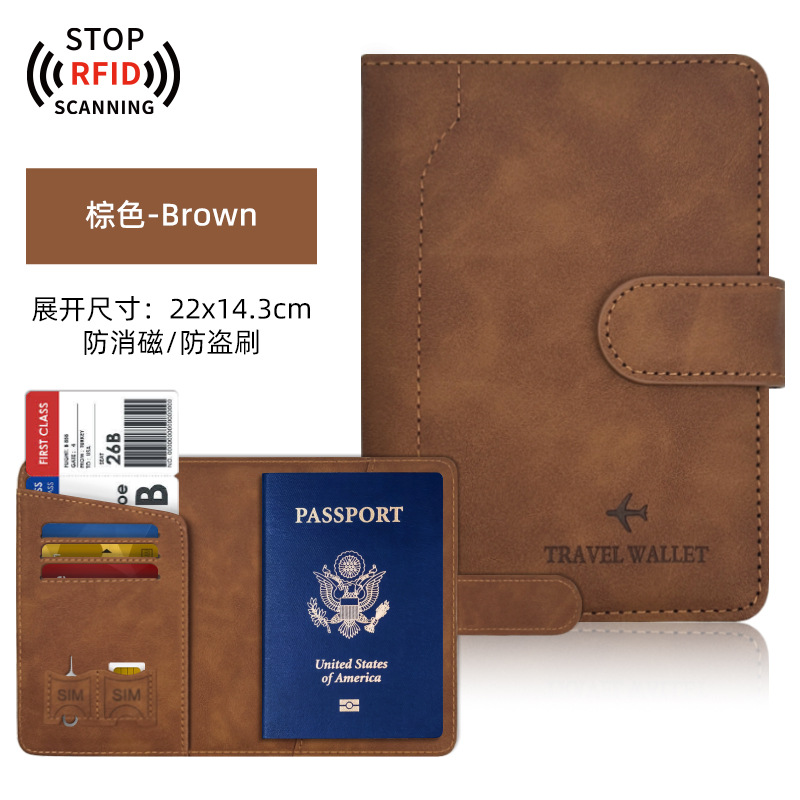 Transfronterizo spot Amazon pu pasaporte de cuero esta cubierta de protección empalmado paquete de pasaporte de hebilla magnética puede fijar el logotipo del clip de pasaporte