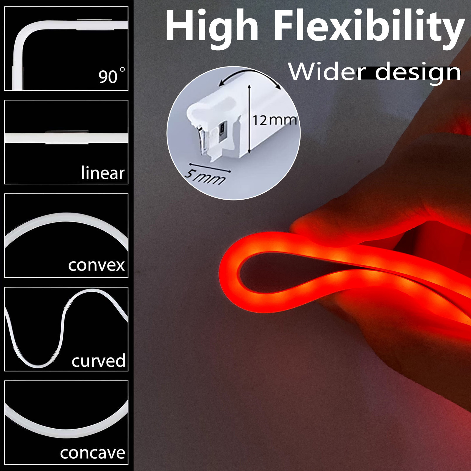 Luz de neón USB 5V con interruptor botón de atenuación LED de baja tensión flexible impermeable luz blanca cálida banda de luz blanca